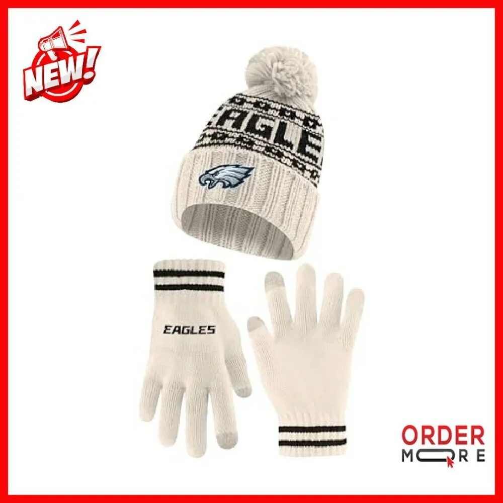 NFL Team Winter Beanie Hat with Touch Screen Gloves Set